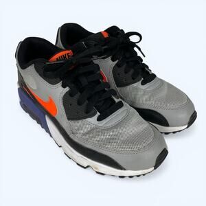 Nike Air Max 90 Mesh GS Wolf Grey Orange Purple Youth Kids Sneaker Size 6